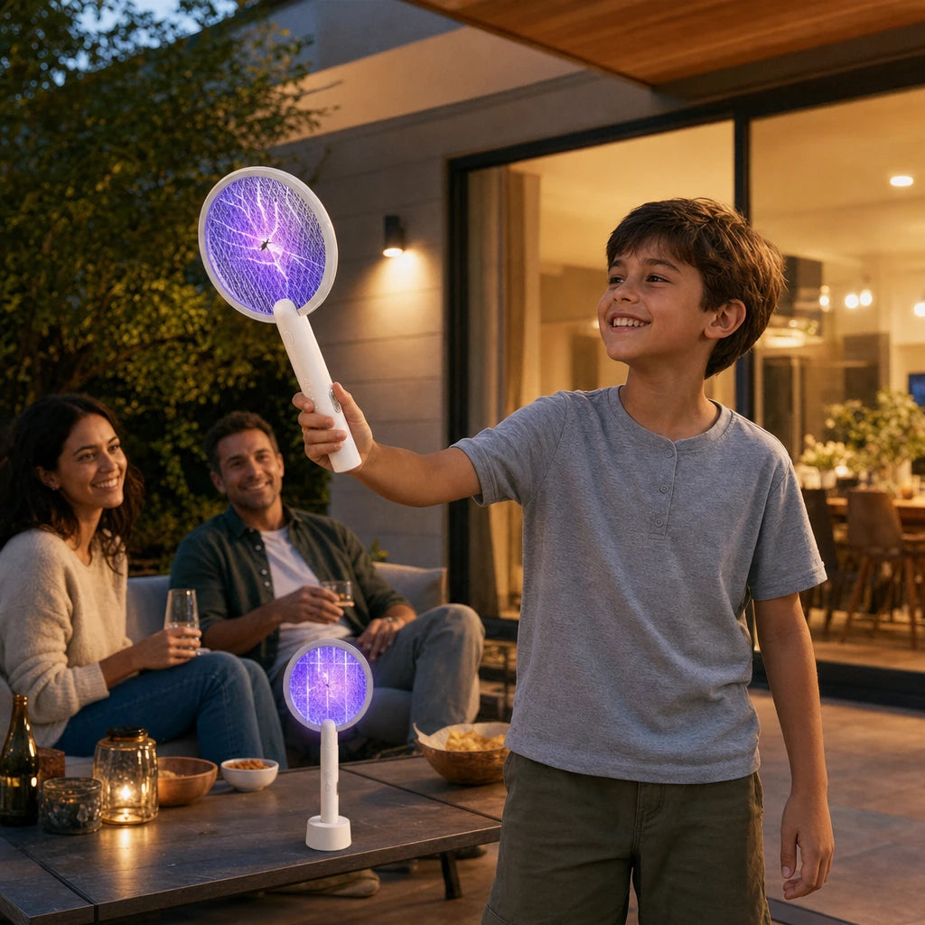 Block 1 — 2-in-1 Electric Mosquito Swatter & Zapper Lamp – Safety Mesh
