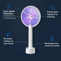 2-in-1 Electric Mosquito Swatter & Zapper Lamp – Safety Mesh