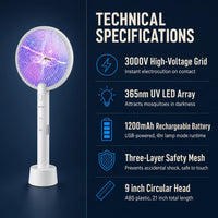 2-in-1 Electric Mosquito Swatter & Zapper Lamp – Safety Mesh