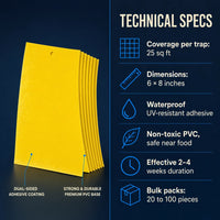 Dual-Sided Yellow Sticky Fly Traps 20pcs