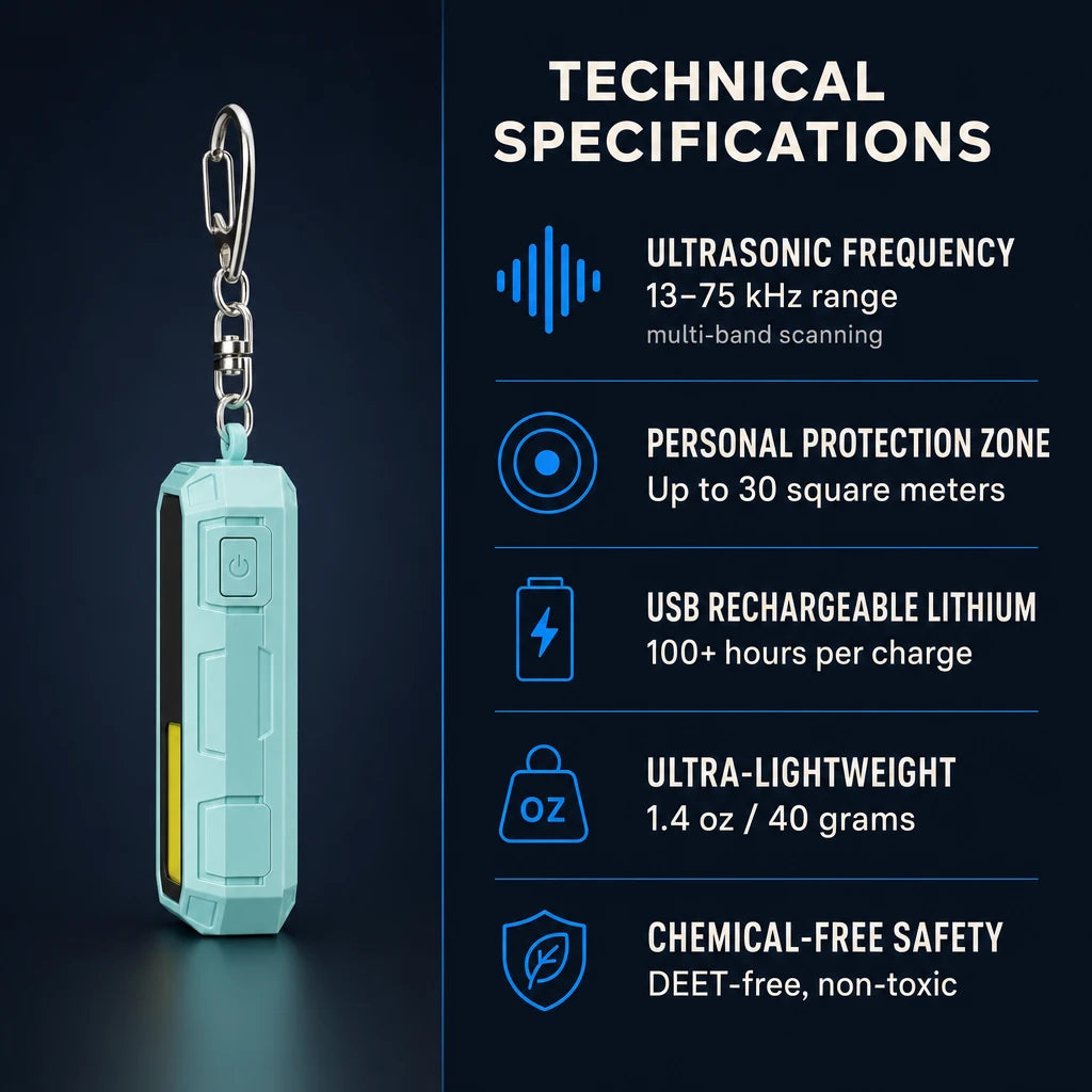 Ultrasonic Mosquito Repellent Clip with LED Light