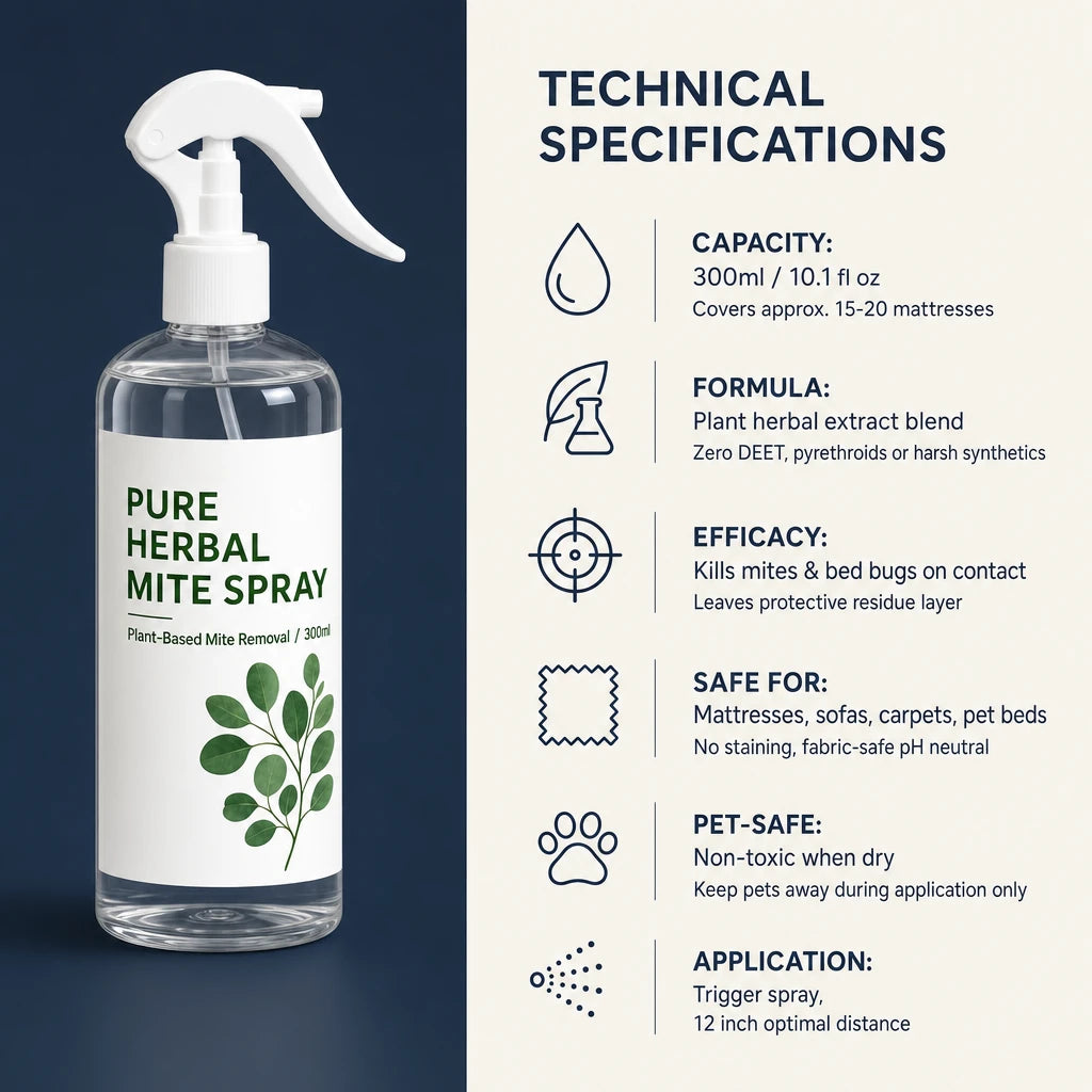 Natural Herbal Mite Removal Spray (300ml) – Plant-Based Bed