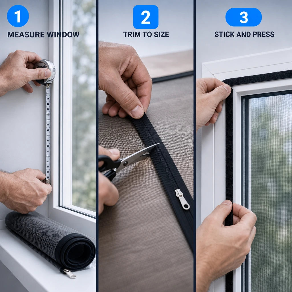 Custom-Size Window Mosquito Net with Zipper