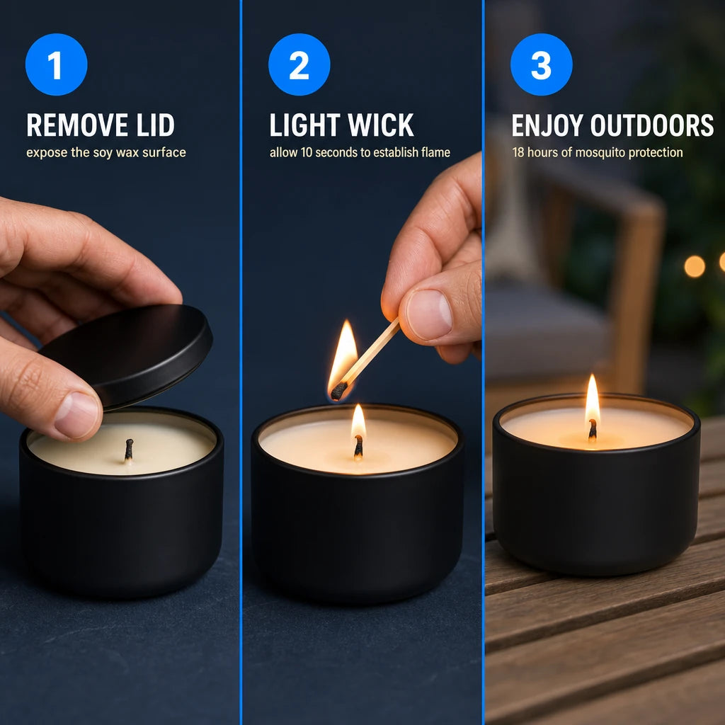 18-Hour Citronella Soy Candle in Black Tin