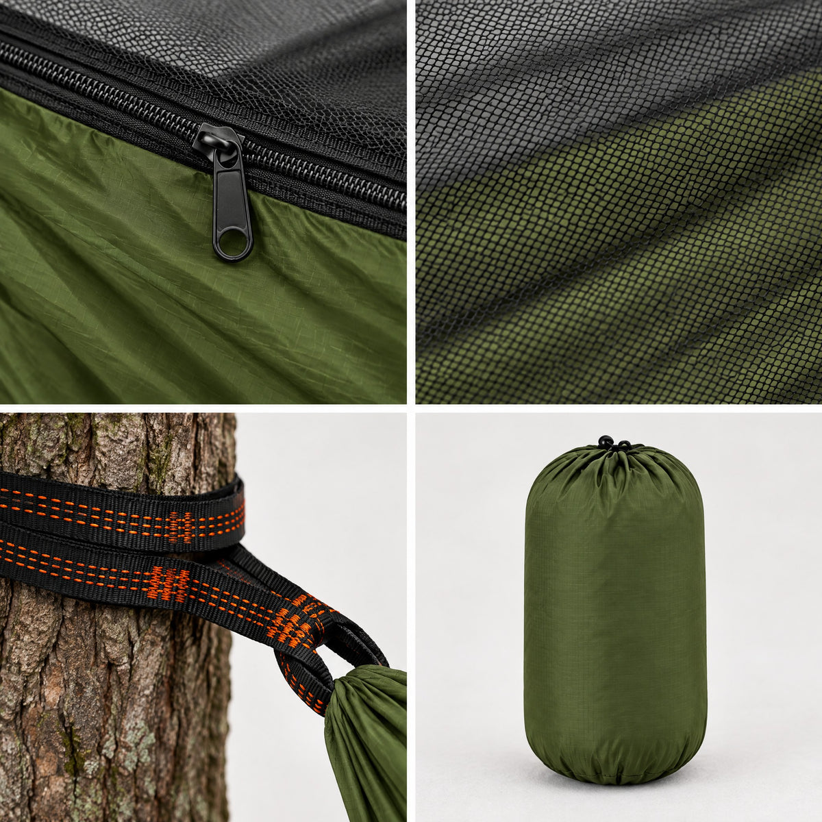 Camping Hammock with Built-In Mosquito Net - close-up details
