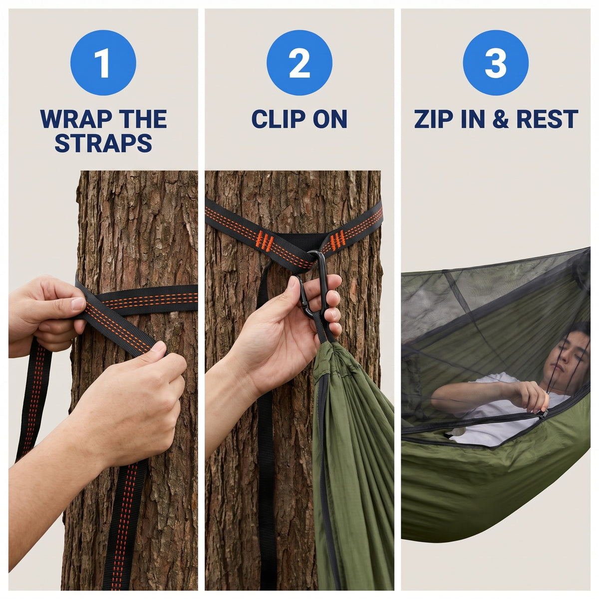 Camping Hammock with Built-In Mosquito Net