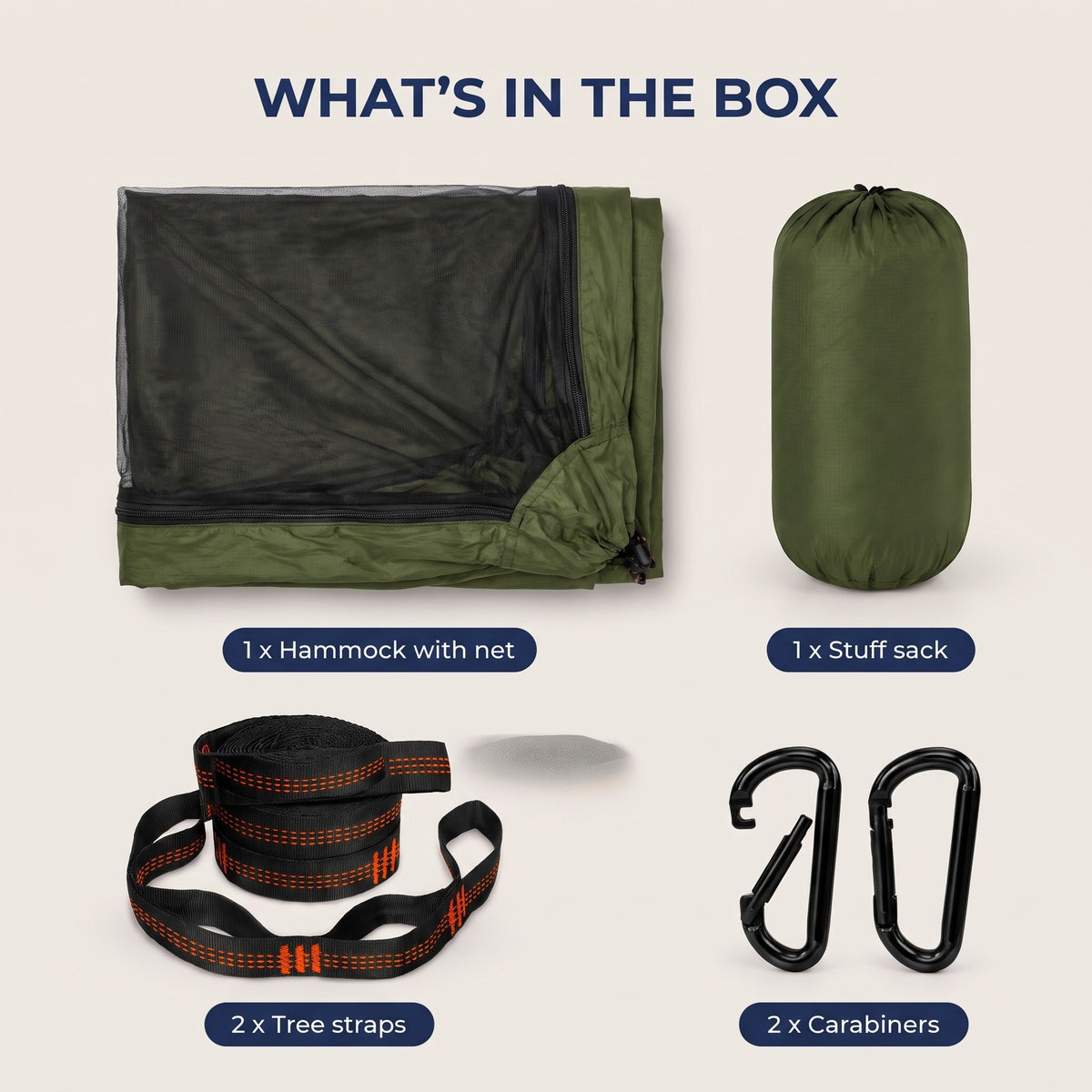 Camping Hammock with Built-In Mosquito Net