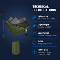 Camping Hammock with Built-In Mosquito Net
