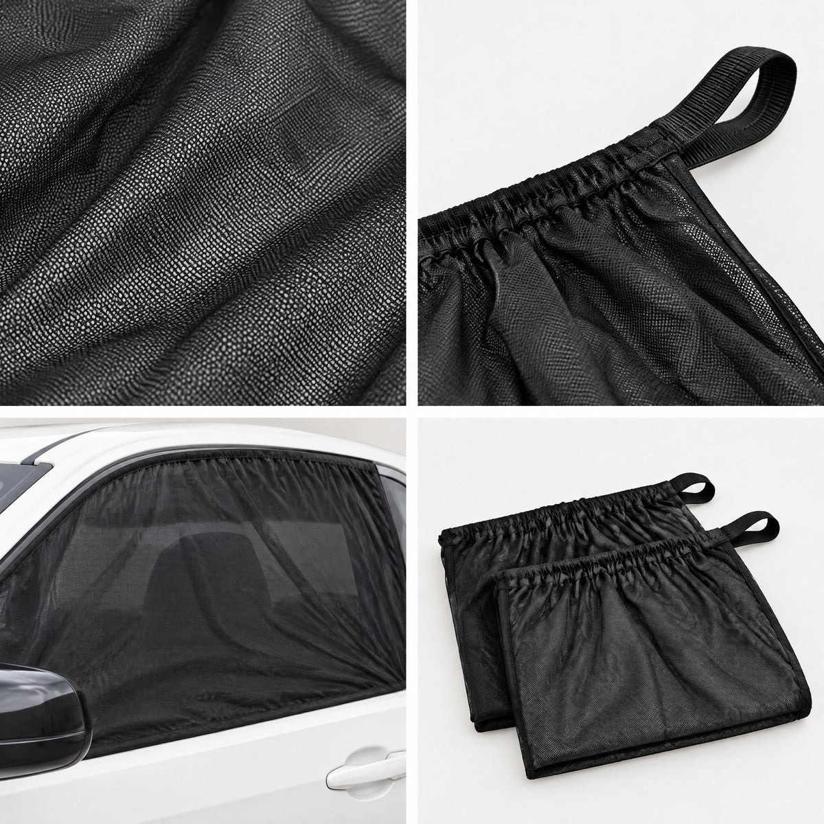 Car Side-Window Sunshade with Mosquito Mesh, 2-Pack - close-up details