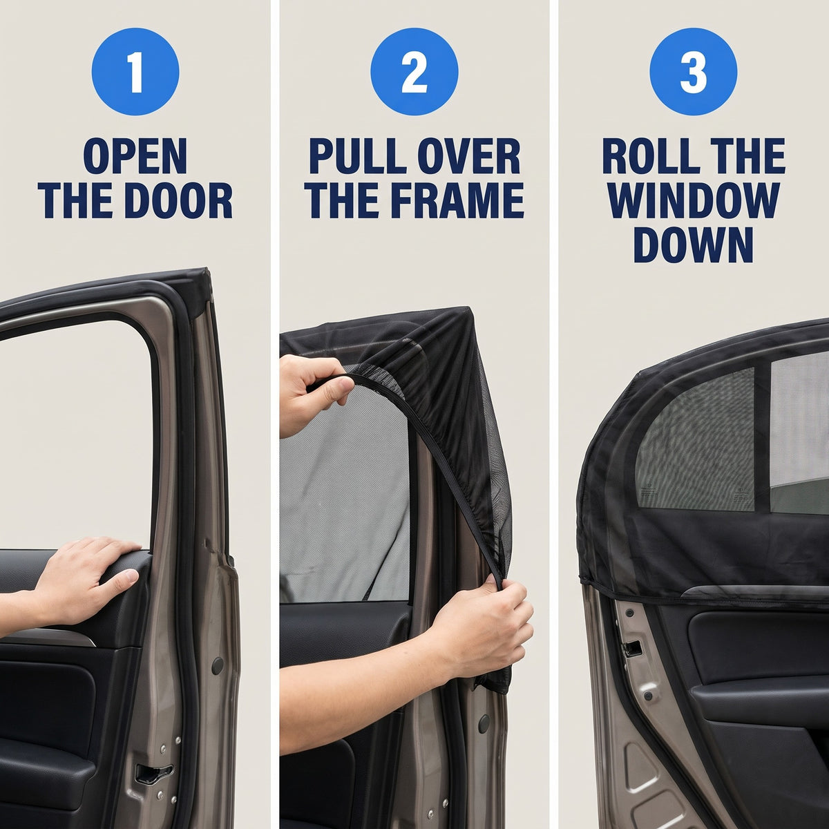 Car Side-Window Sunshade with Mosquito Mesh, 2-Pack