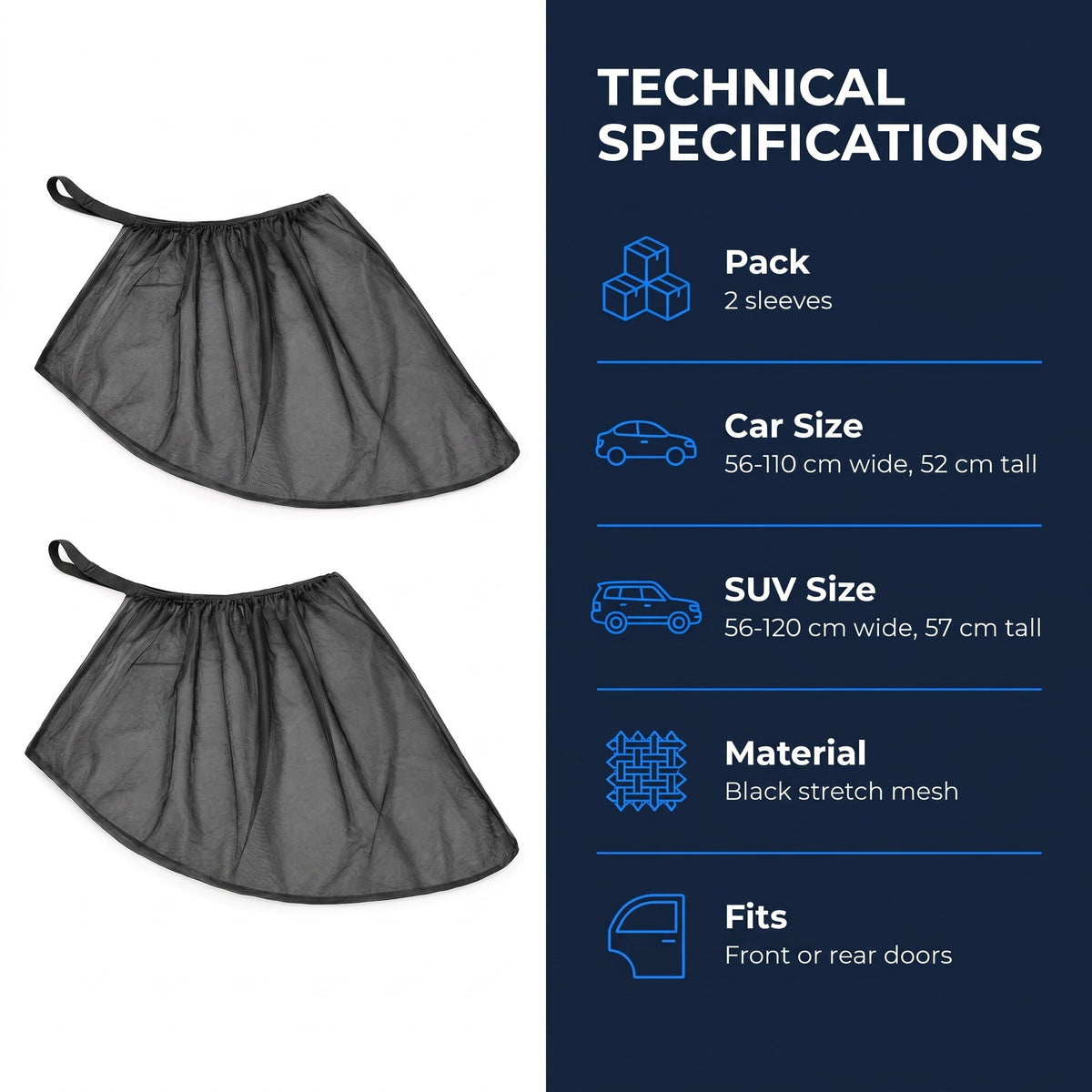 Car Side-Window Sunshade with Mosquito Mesh, 2-Pack