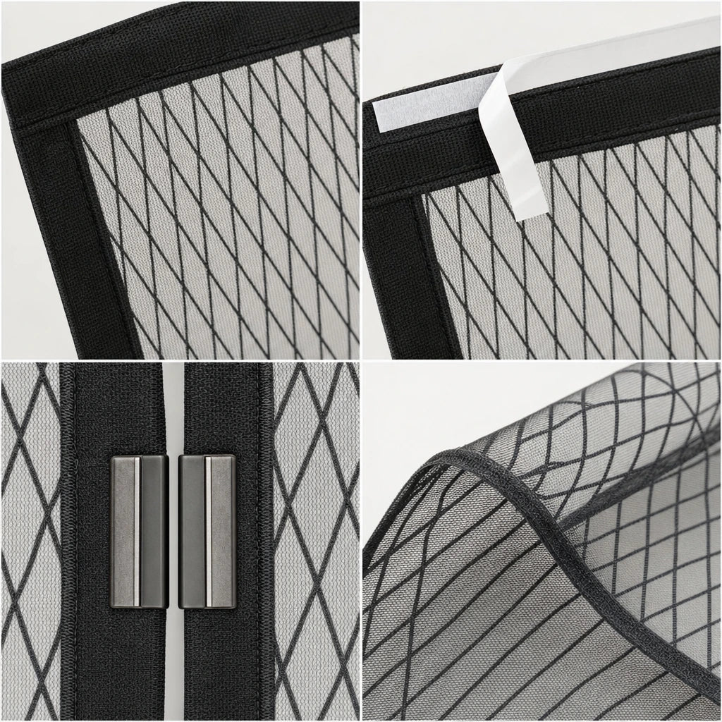 Block 2 — Diamond Mesh Magnetic Door Curtain – No Drilling