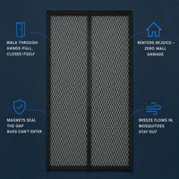 Diamond Mesh Magnetic Door Curtain – No Drilling