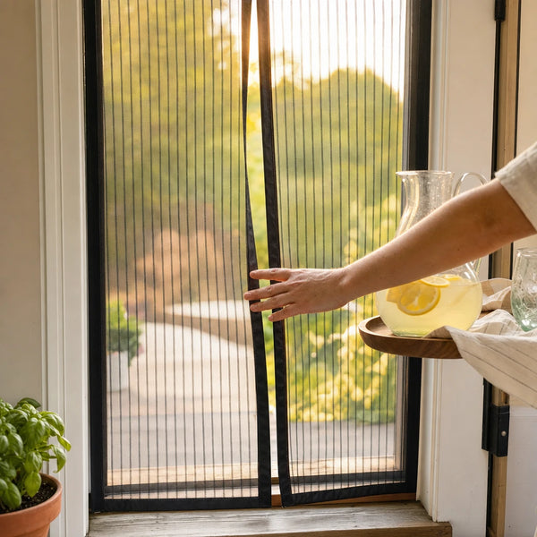 Diamond Mesh Magnetic Door Curtain – No Drilling