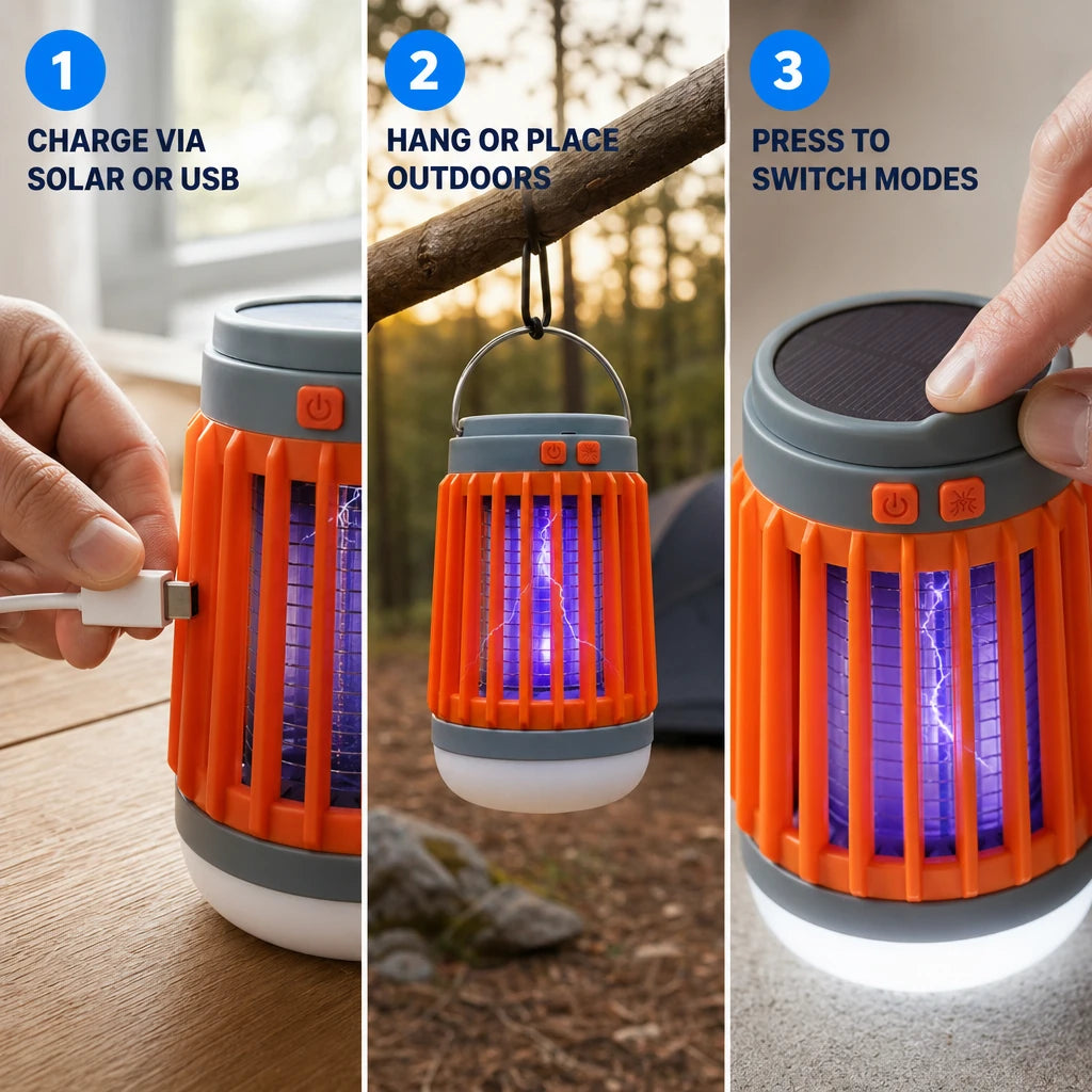 Solar & USB Rechargeable Mosquito Killer Lamp