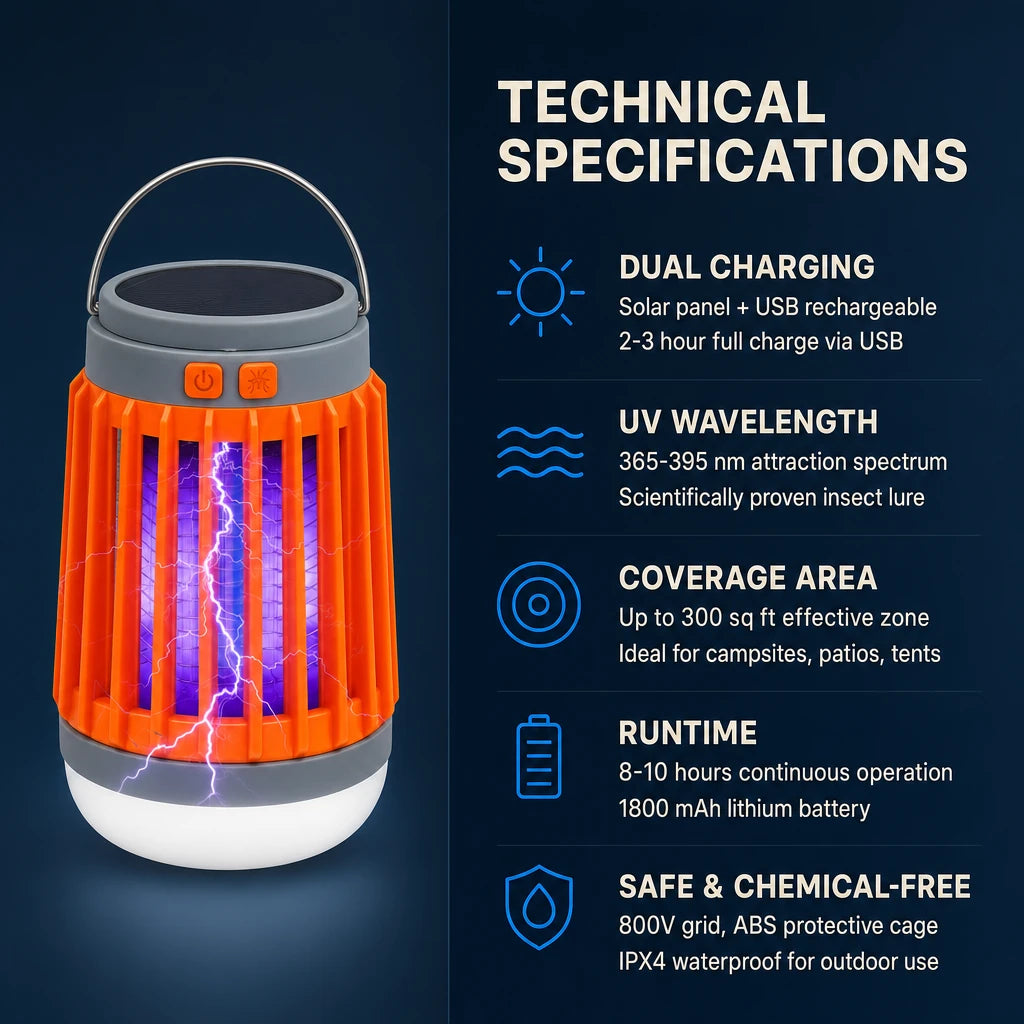 Solar & USB Rechargeable Mosquito Killer Lamp