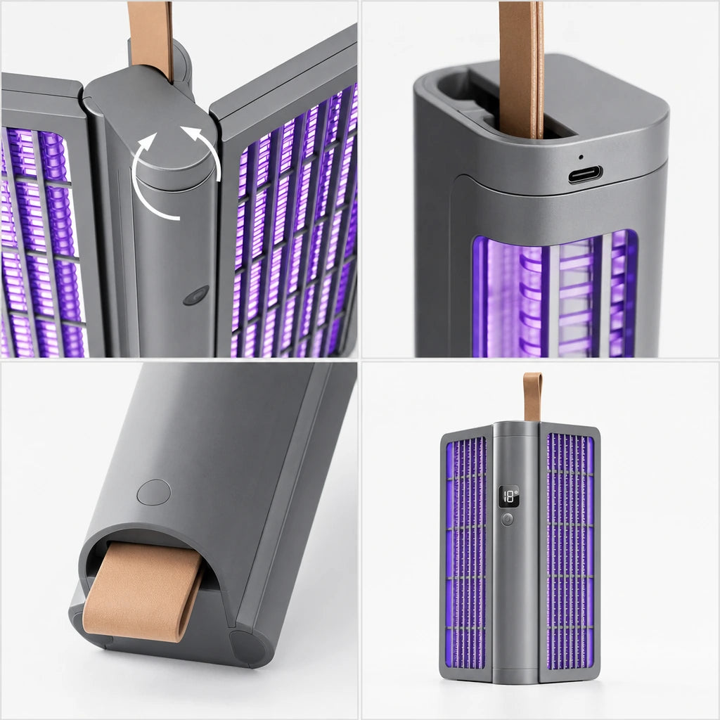 Block 2 — Foldable Electric Mosquito Swatter & Zapper Lamp