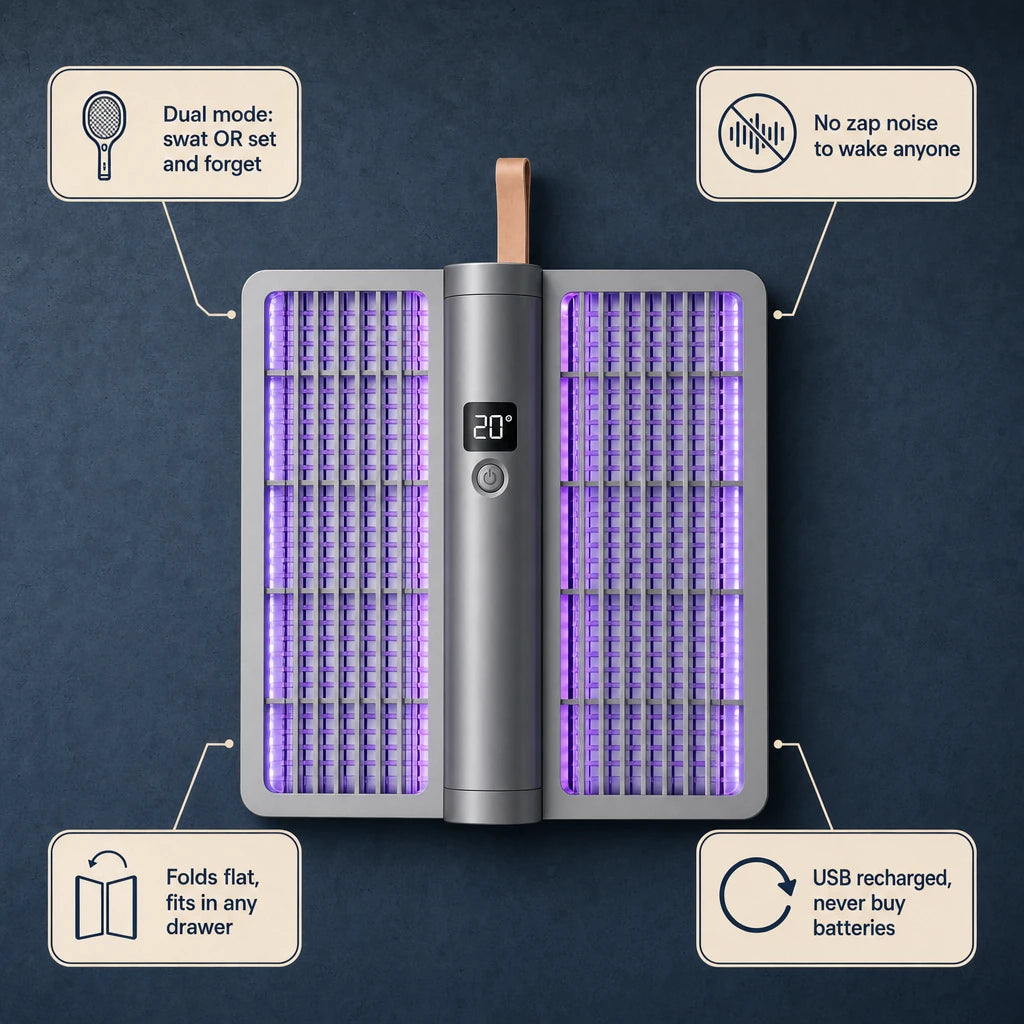 Foldable Electric Mosquito Swatter & Zapper Lamp