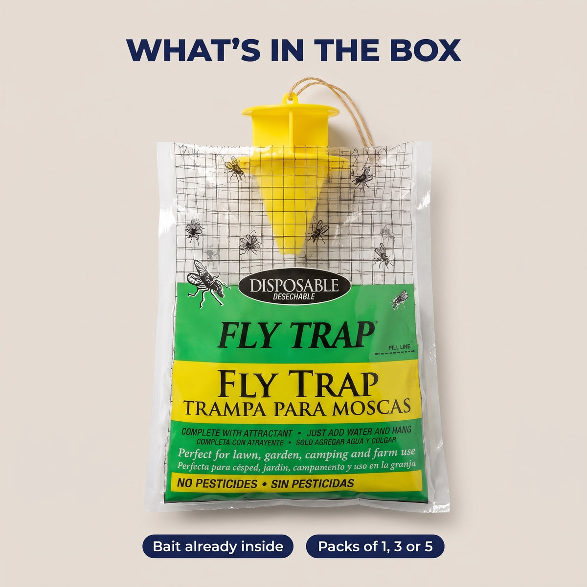 Hanging Fly Trap Bag with Bait
