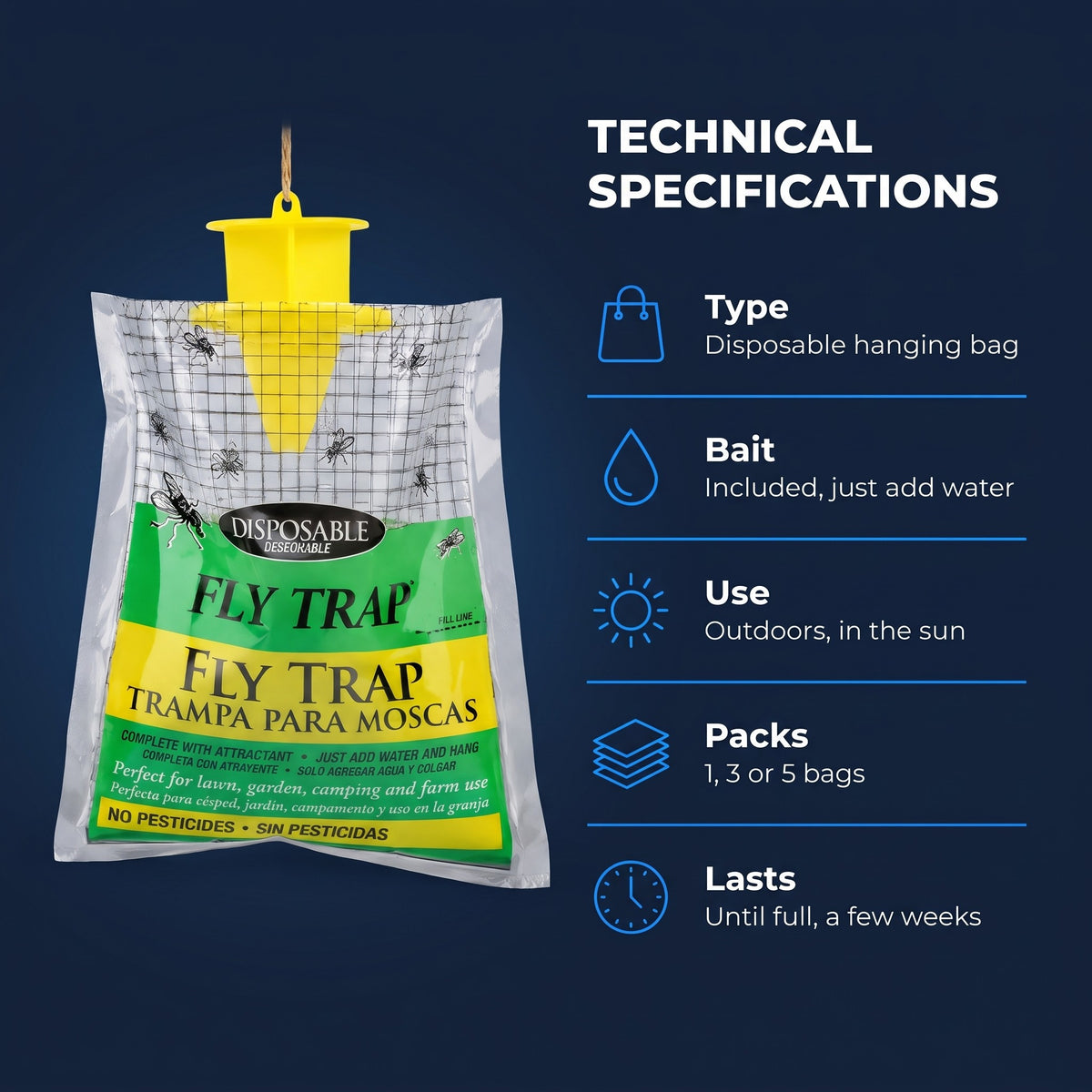 Hanging Fly Trap Bag with Bait