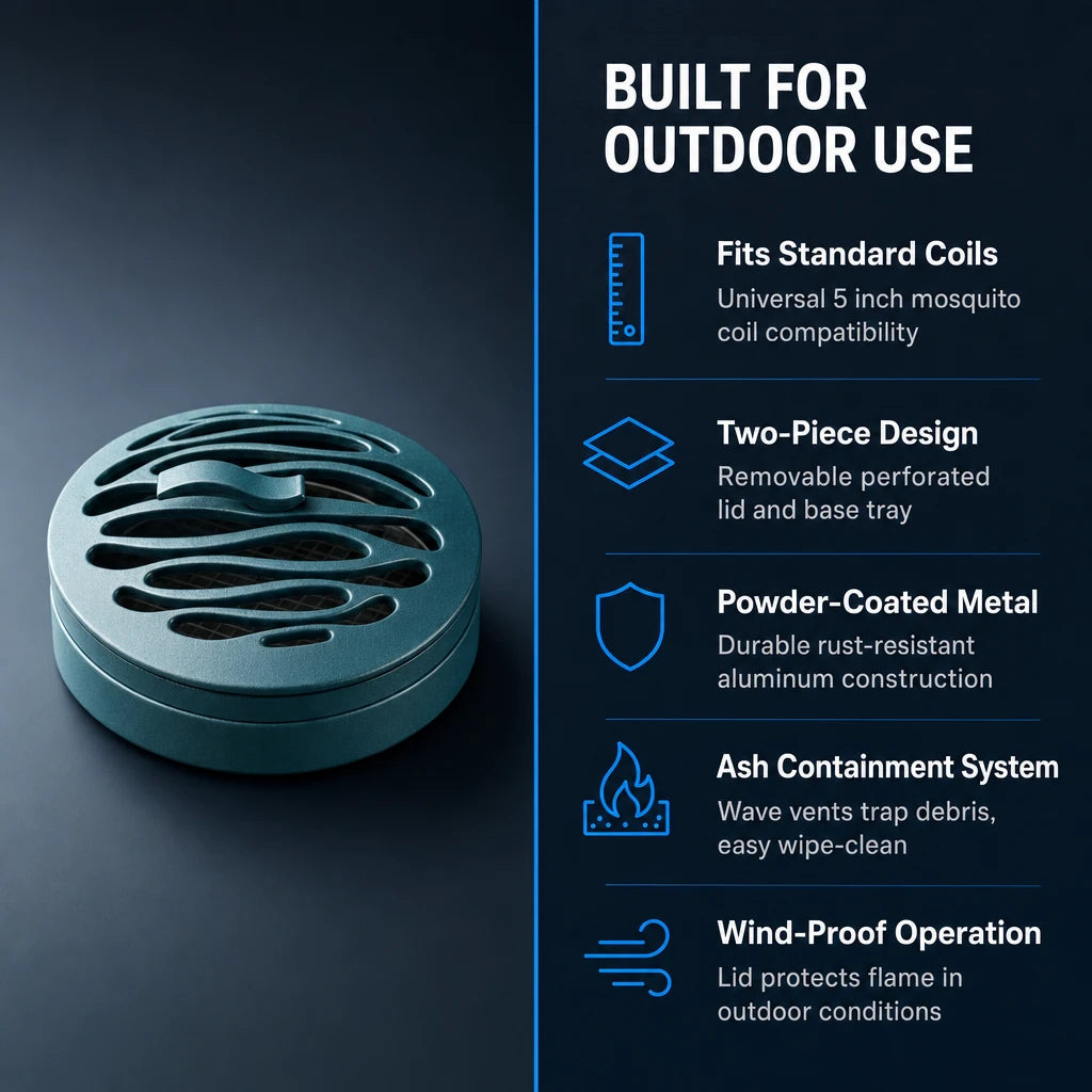 Retro Round Mosquito Coil Burner with Lid