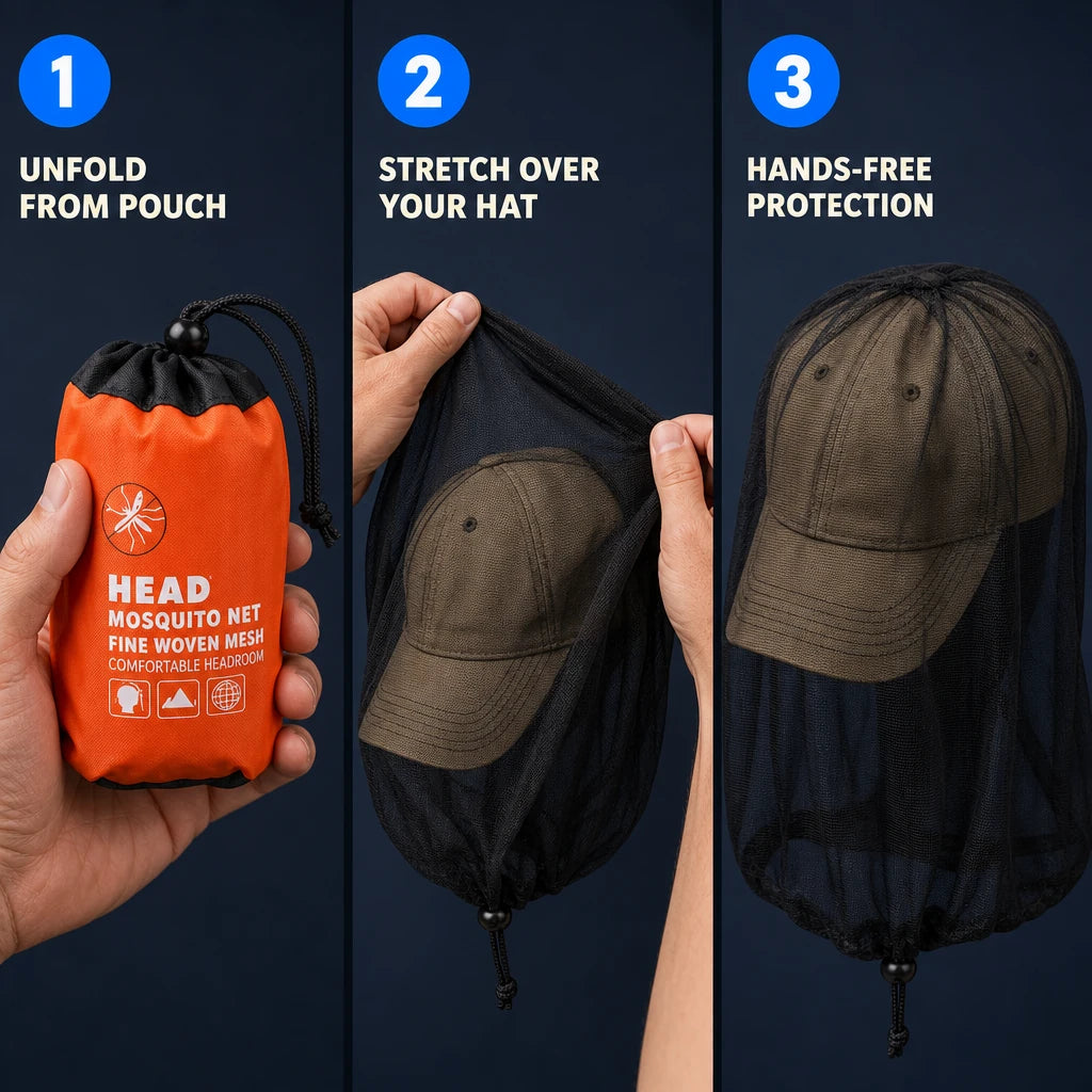 Head & Face Mosquito Net Hat