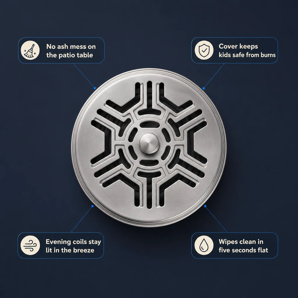 Stainless Steel Mosquito Coil Holder with Cover