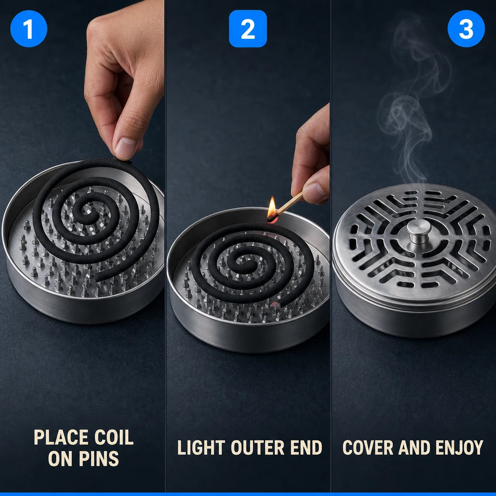 Stainless Steel Mosquito Coil Holder with Cover