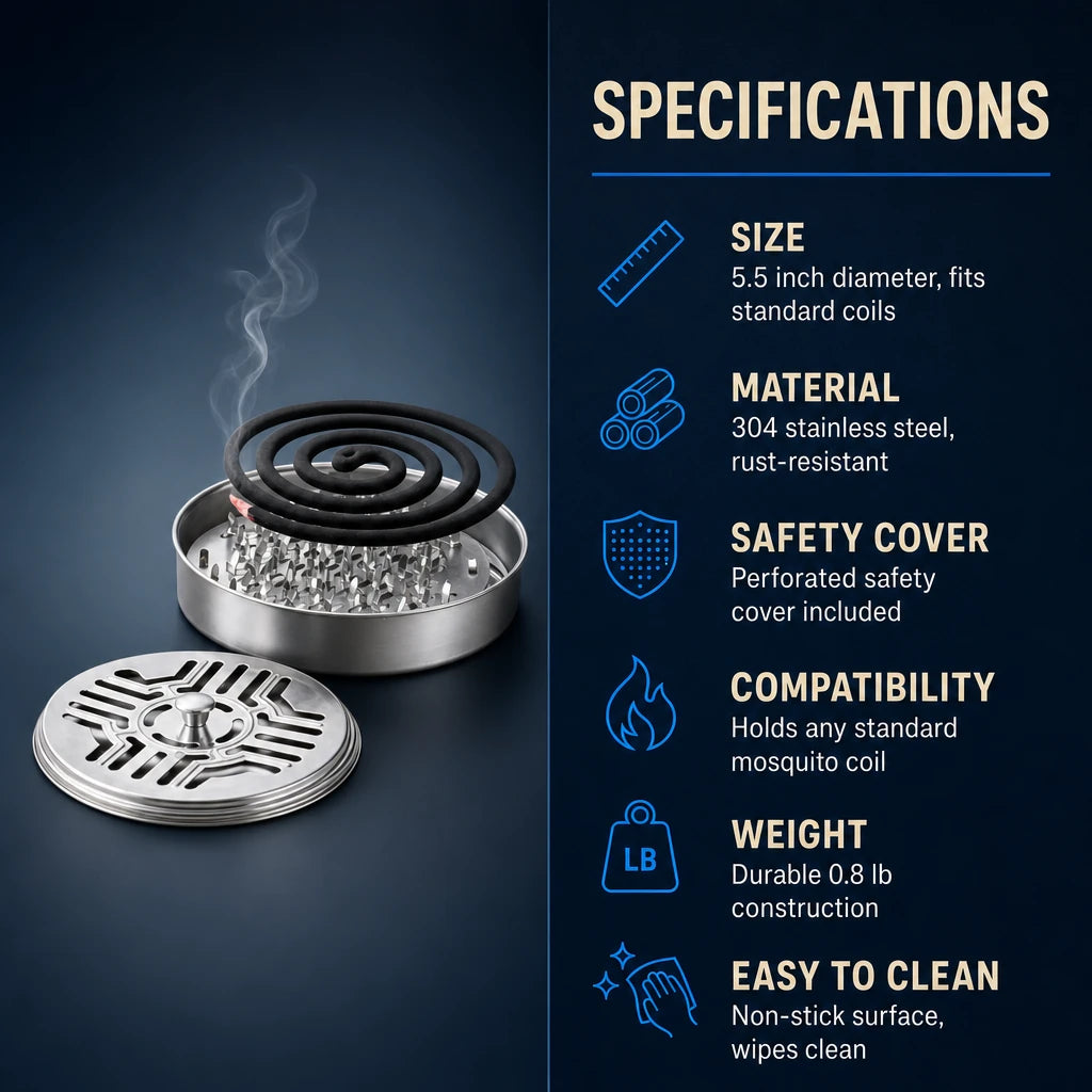 Stainless Steel Mosquito Coil Holder with Cover
