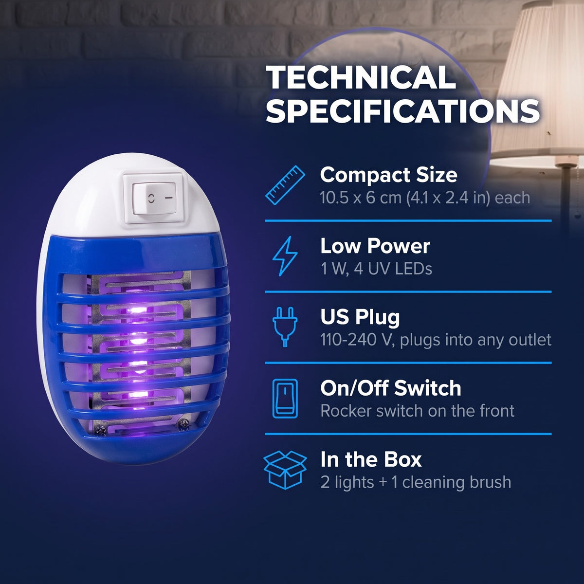Plug-In Mosquito Zapper Night Light, 2-Pack
