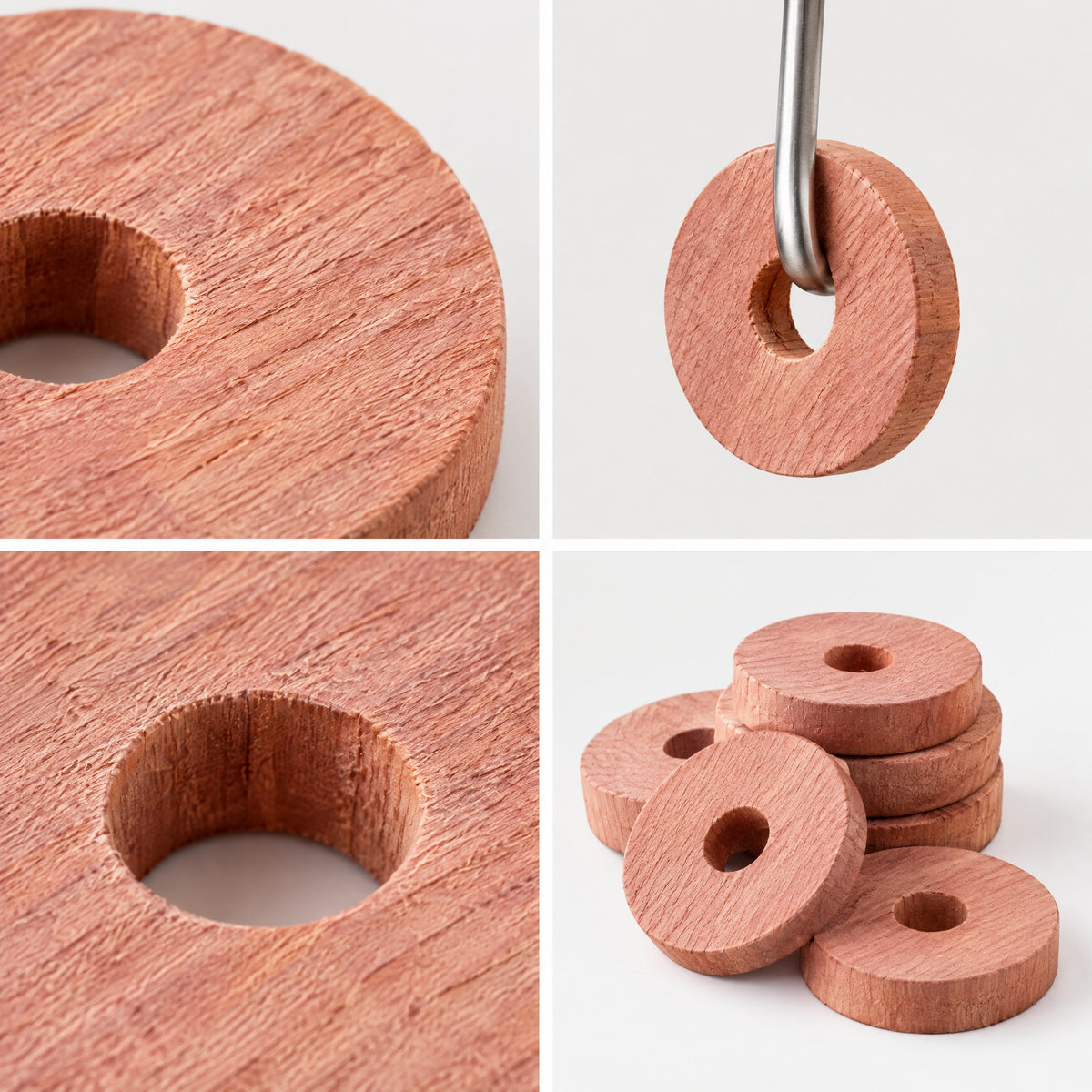 Natural Cedar Rings for Moths, 30-Pack - close-up details