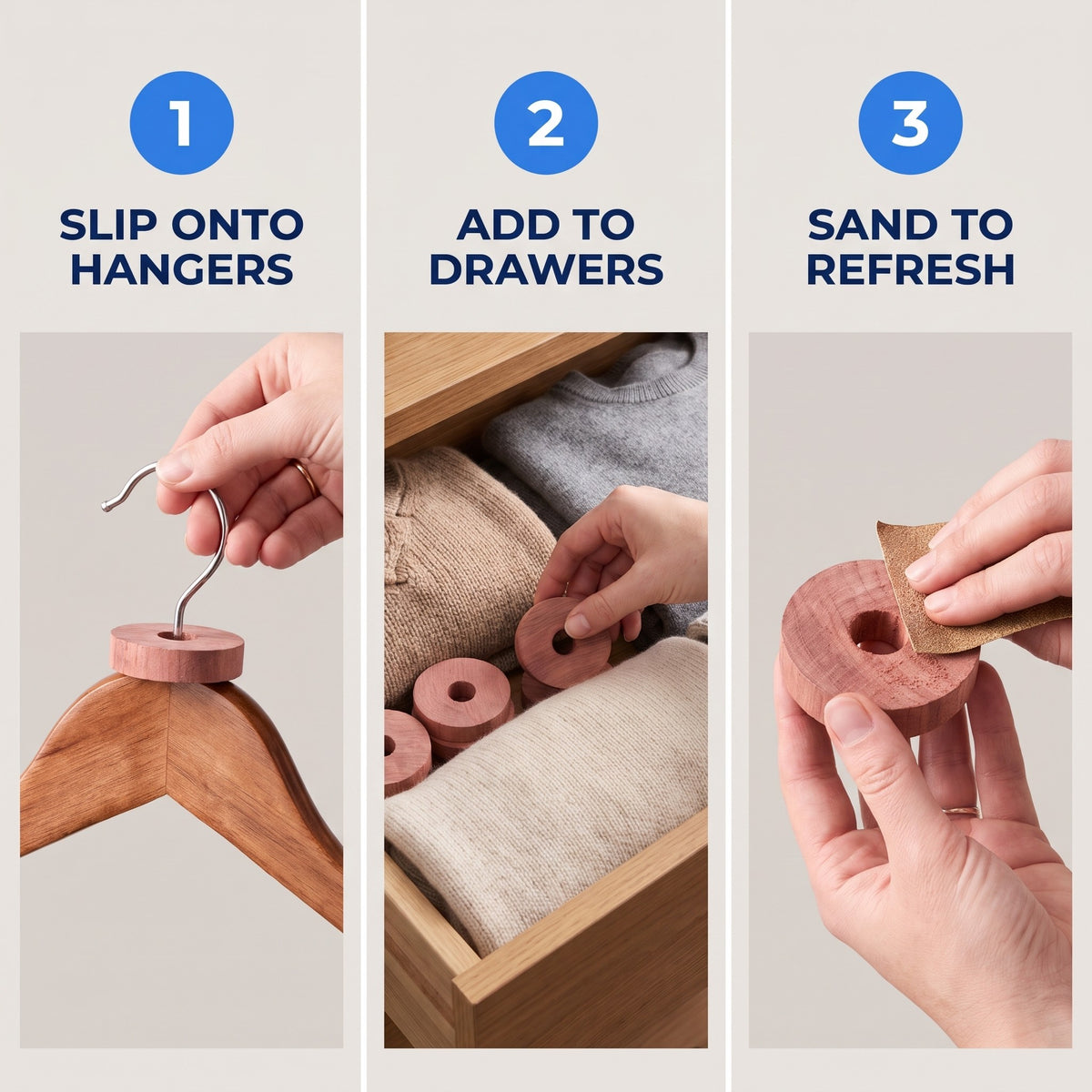 Natural Cedar Rings for Moths, 30-Pack