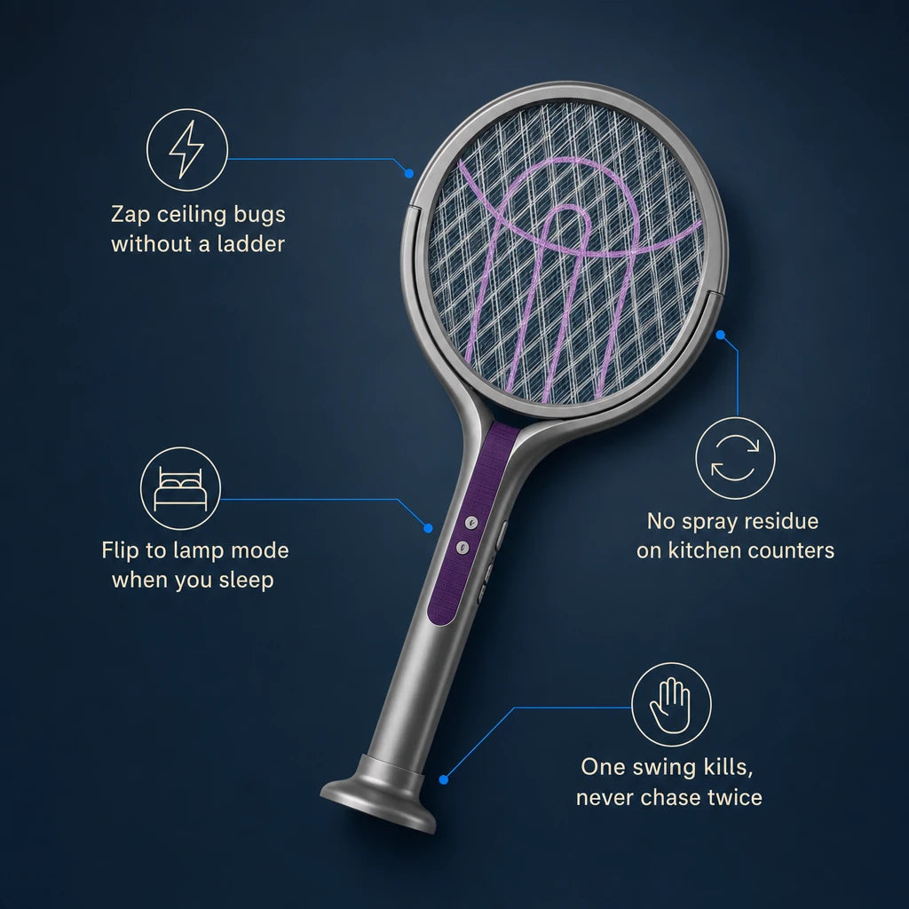 Rotating Head Bug Zapper Racket