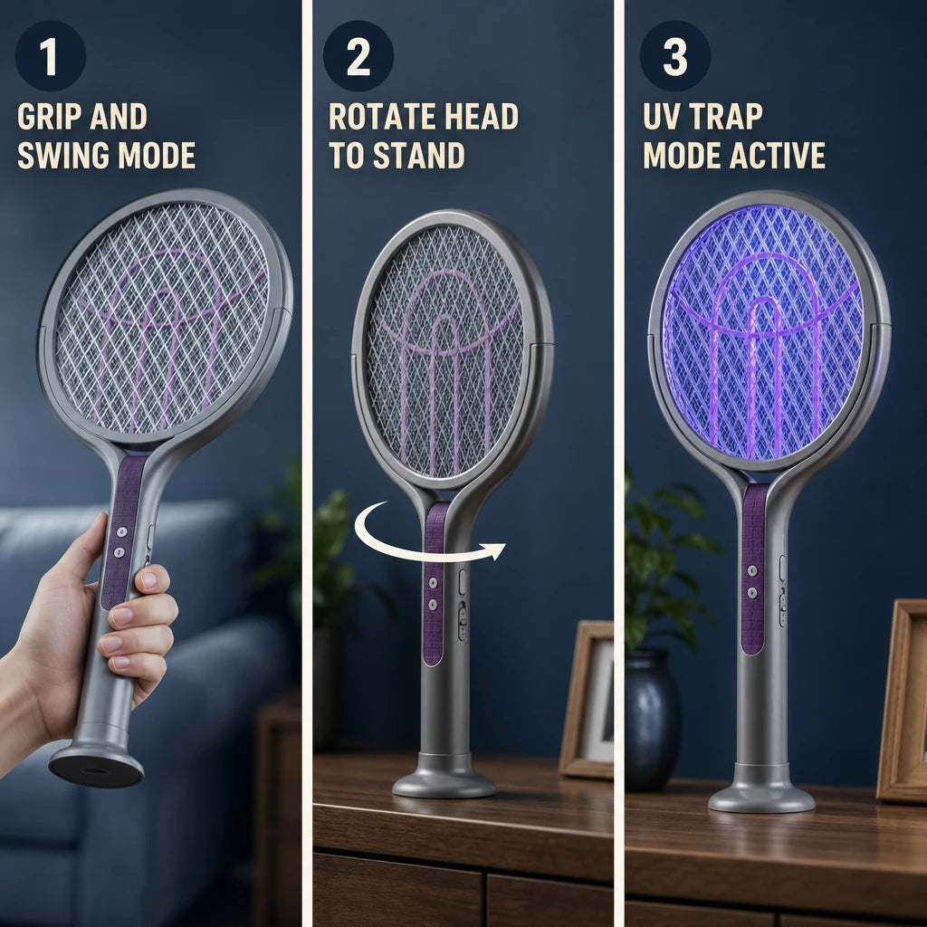 Rotating Head Bug Zapper Racket