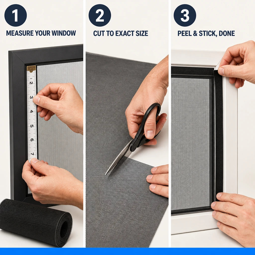 Self-Adhesive Black Window Mosquito Net