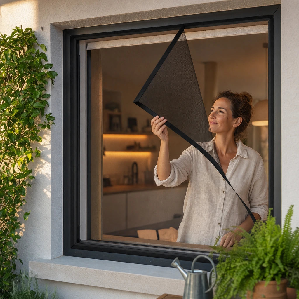 Block 1 — Self-Adhesive Black Window Mosquito Net