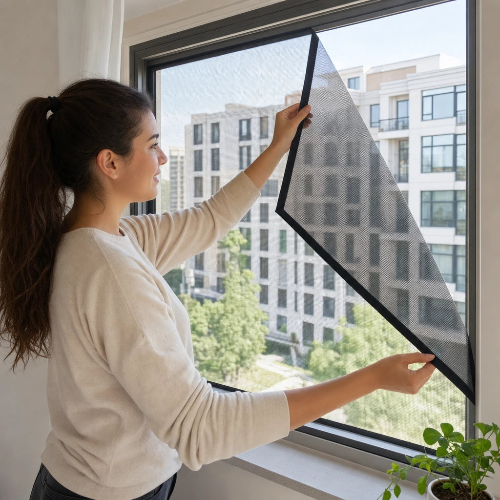 Block 3 — Self-Adhesive Black Window Mosquito Net
