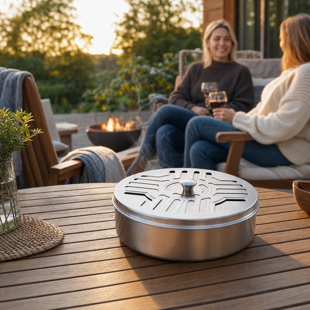 Block 1 — Stainless Steel Mosquito Coil Holder with Cover