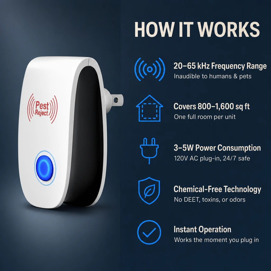 Ultrasonic Pest Repellent Plug-In – Mice & Spiders