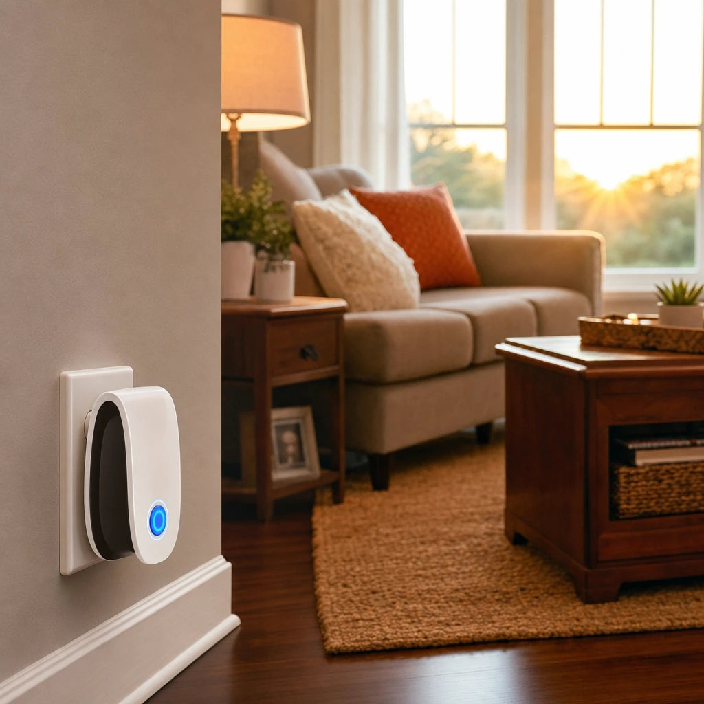 Block 1 — Ultrasonic Pest Repellent Plug-In – Mice & Spiders