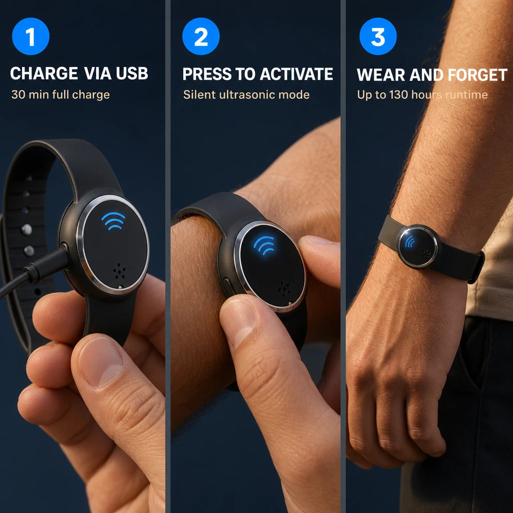 Ultrasonic Mosquito Repellent Watch Band