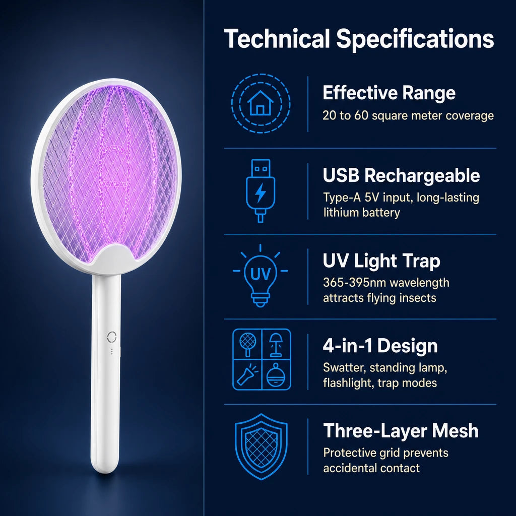 4-in-1 Foldable Electric Bug Zapper — technical specifications