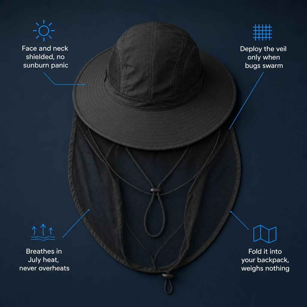 UV Protection Hat with Insect Mesh