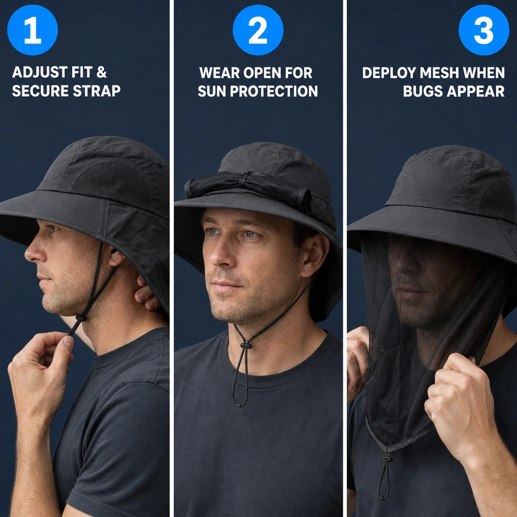 UV Protection Hat with Insect Mesh